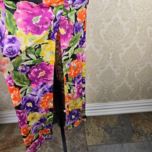 Endless Blu Luxe Size Small Ruched Floral Midi Dress Off the Shoulder Sleeve NWT - Picture 4 of 16